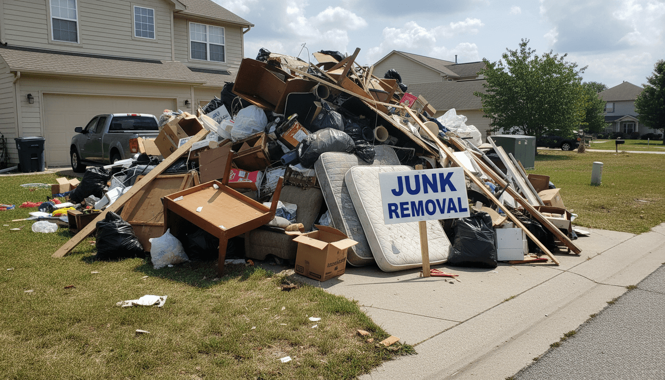 Household junk pile for removal