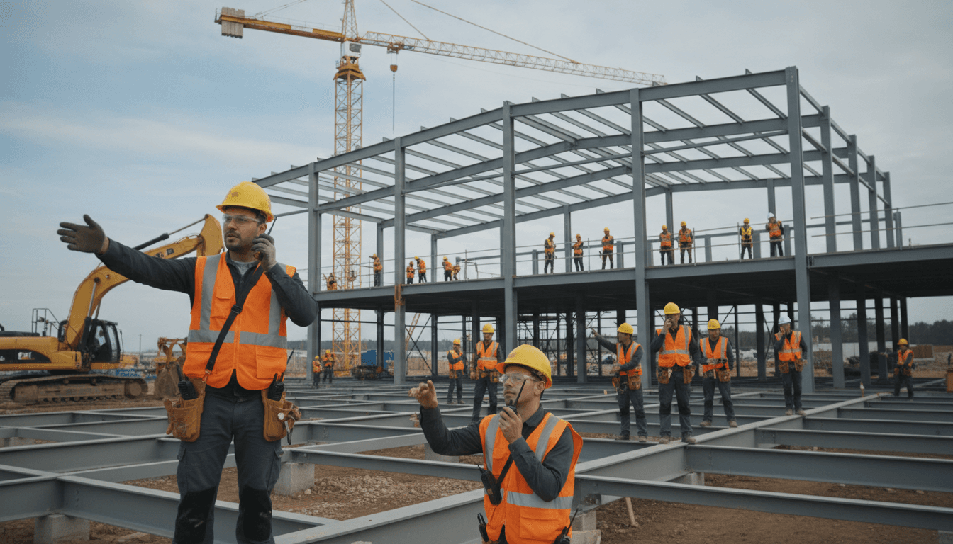 Team member on phone at job site